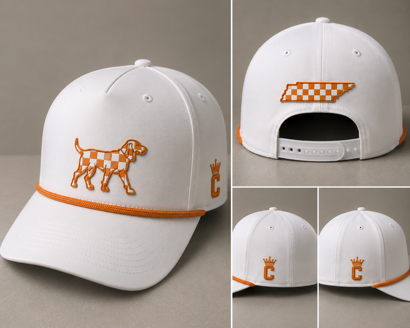 Crumley Standard Smokey Checker Performance Rope Hat – White/Orange