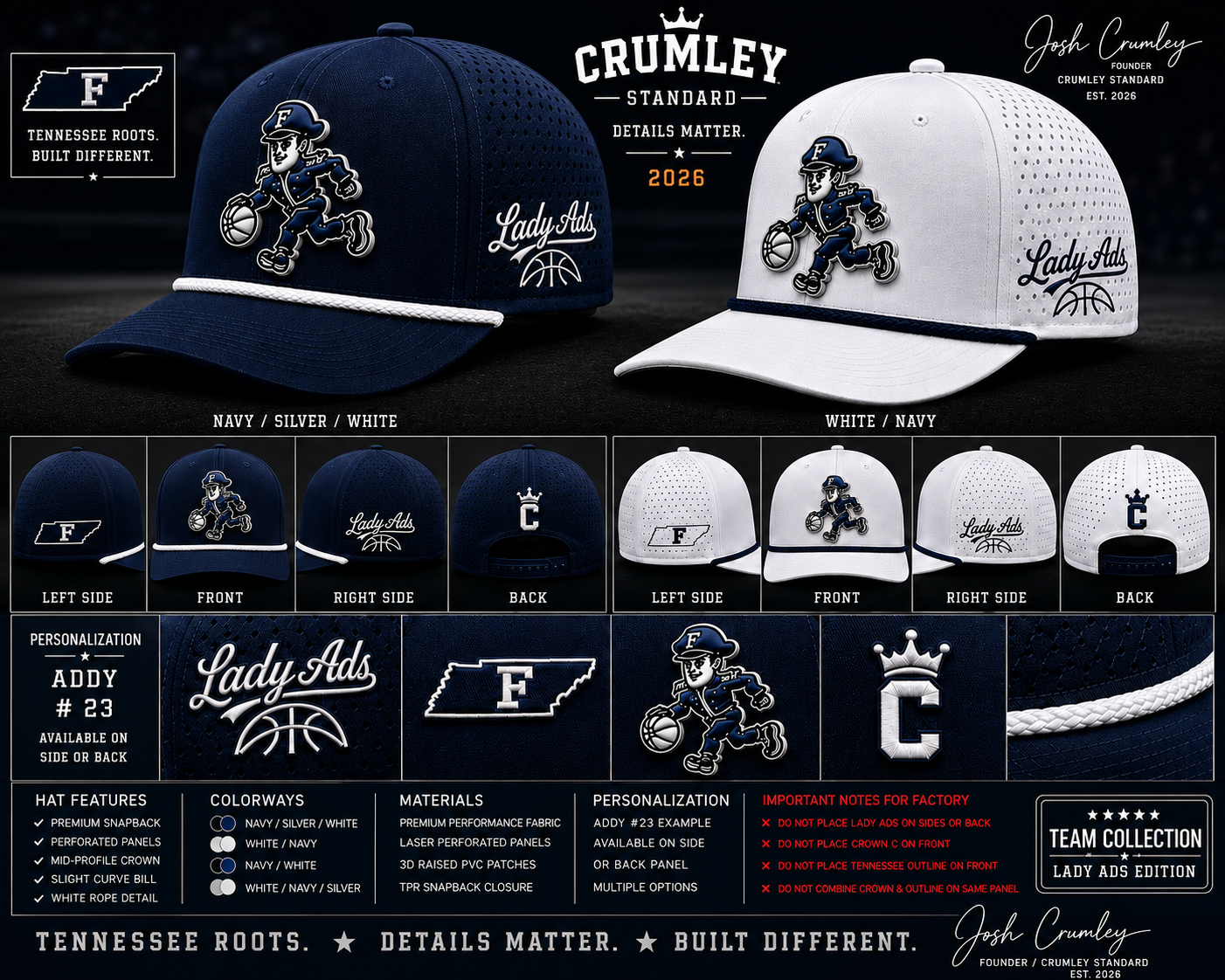 Crumley Standard™ Farragut Lady Admirals Rope Hat – Navy/White